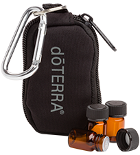 black keychain bag with vials