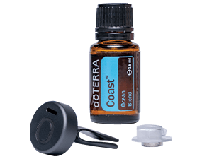 doTERRA coast bottle and metallic car clip diffuser